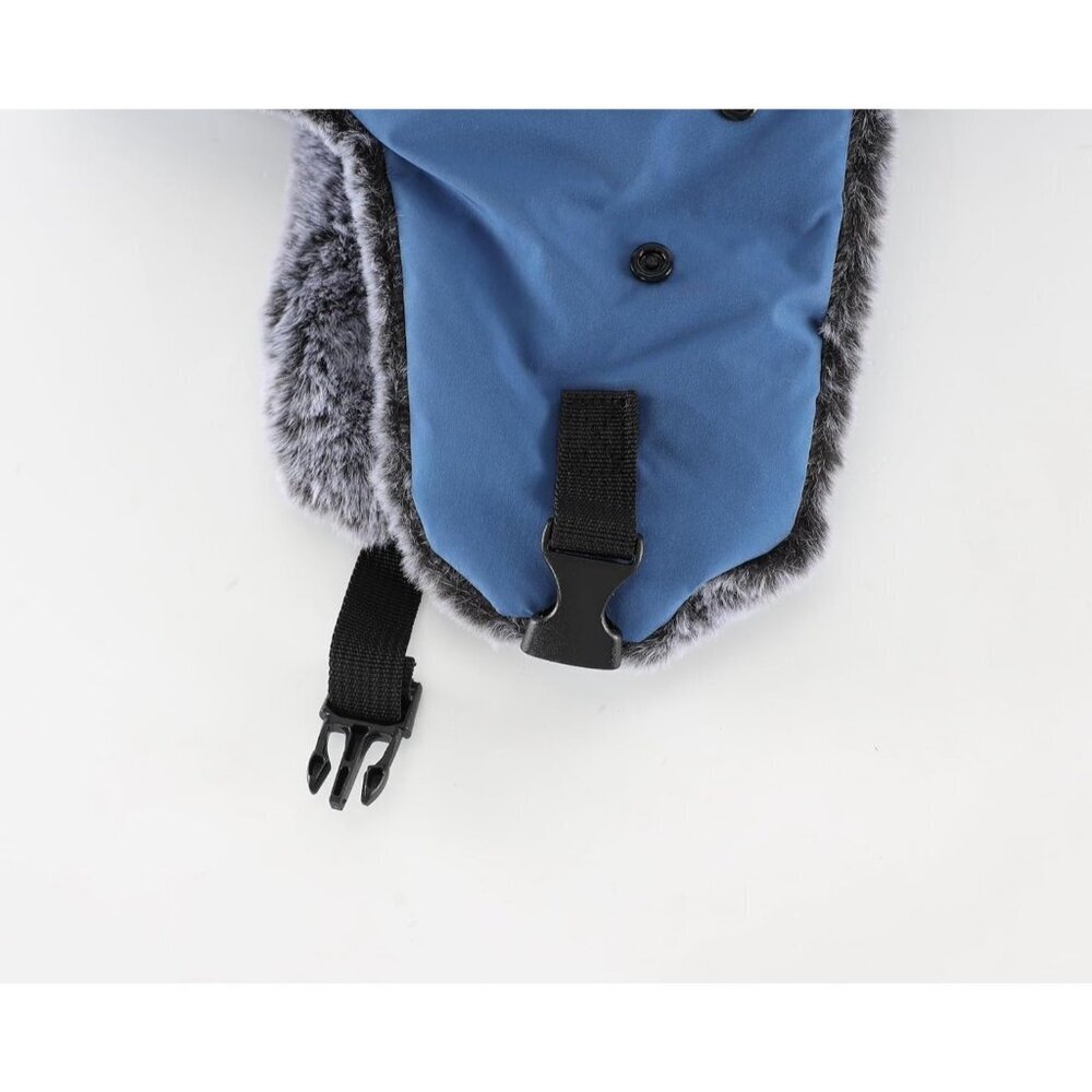 Men Blue Trapper Hat with Face Mask Faux Fur Winter Trooper Hunting Hat - Picture 9 of 9